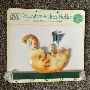 FIGI Cat Address Holder NWT Vintage Metal Holder for up to 5 digits  With Screws